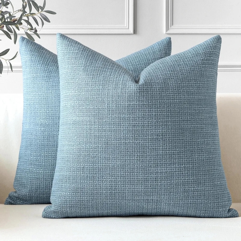 OTOSTAR Linen Throw Pillow Covers Set of 2 Decorative Blue Squares  18×18 NWT